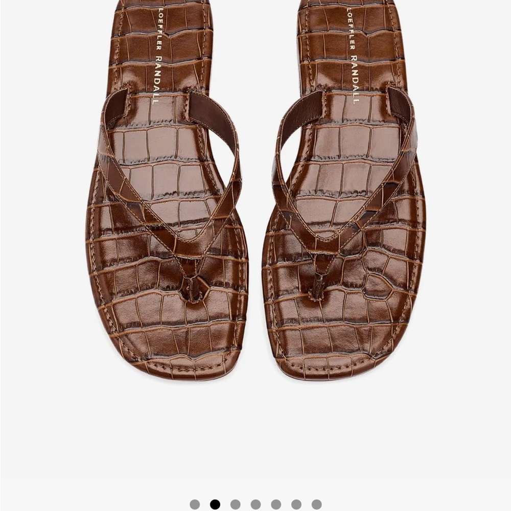 Loeffler Randal Leather Croc Lina Flip Flops